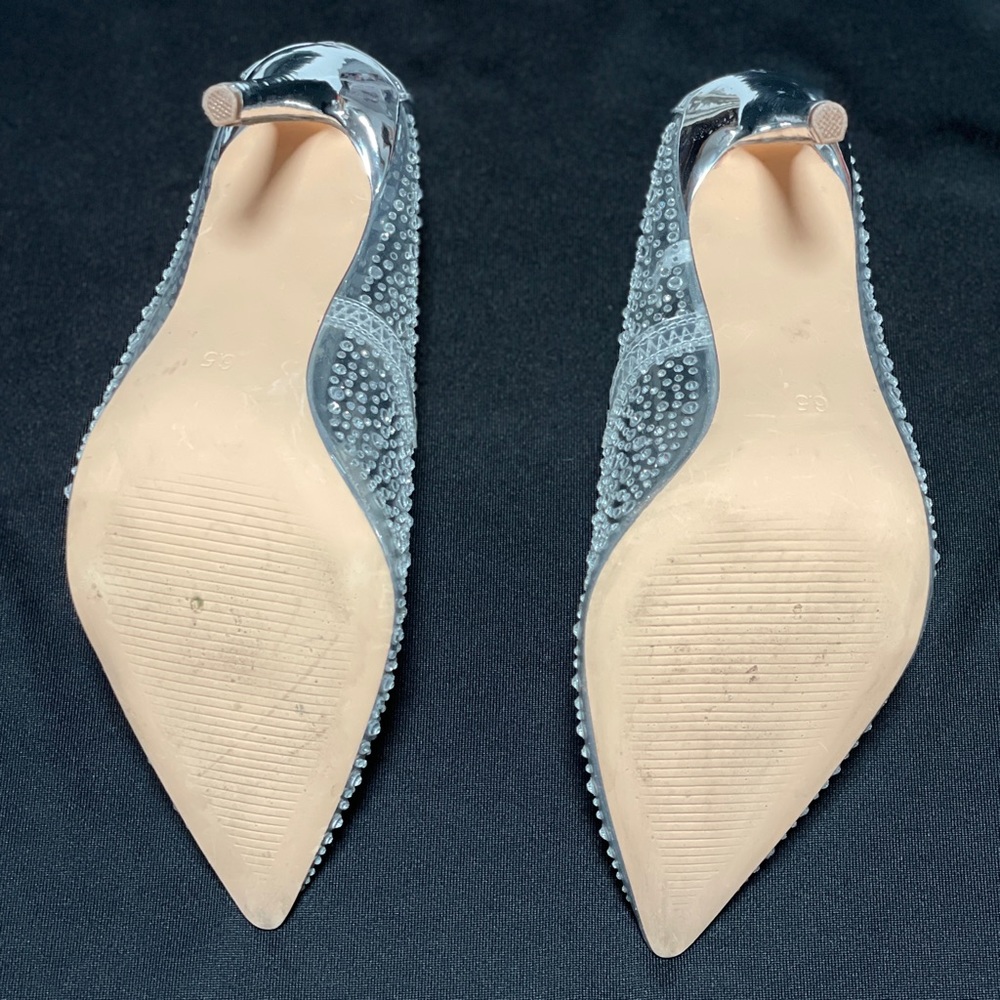 STEVE MADDEN Rhinestone Clear Plastic / Silver Stilettos High Heels 6.5 - Picture 10 of 16